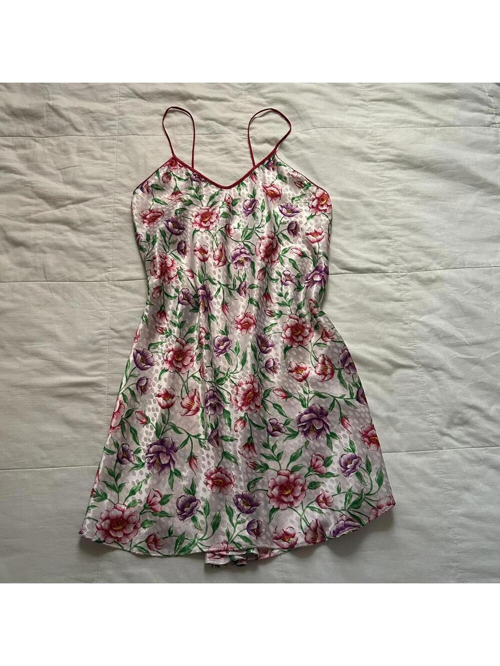 Adrienne Vittadini Pink Floral Jacquard Mini Slip Dress Size M